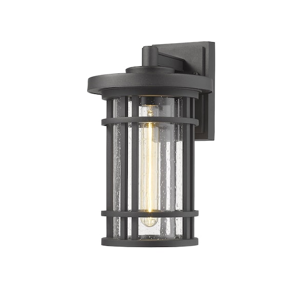 Z-Lite Jordan 1 Light Outdoor Wall Sconce, Black And Clear Seedy 570M-BK - main